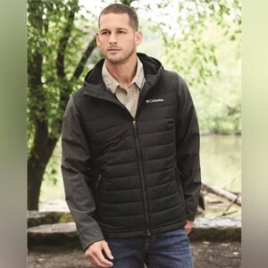Mens Columbia Hooded Black Gray Outdoor Hiking Jacket Coat Size Large